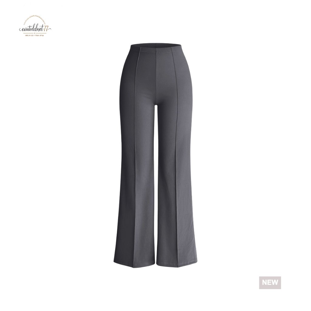 High Waist Wide Leg Pants Stretch Fabric Casual Wear Fall Outfits
